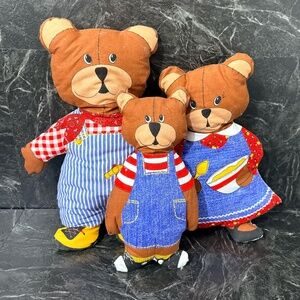 Vintage "Three Little Bears” Cut and Sew Fabric Pillows